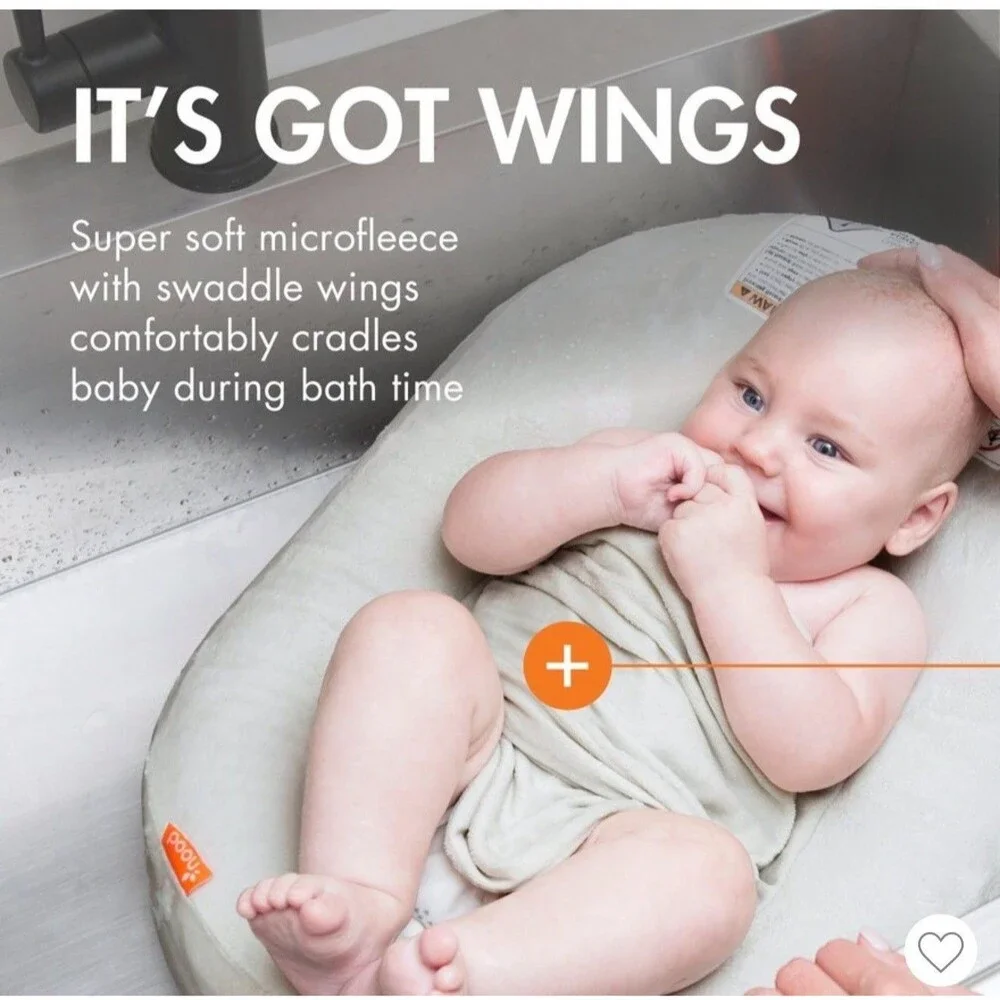 Boon Puff+ Inflatable Baby Bather Infant Bathtub With Microfleece Cover Grey NIB